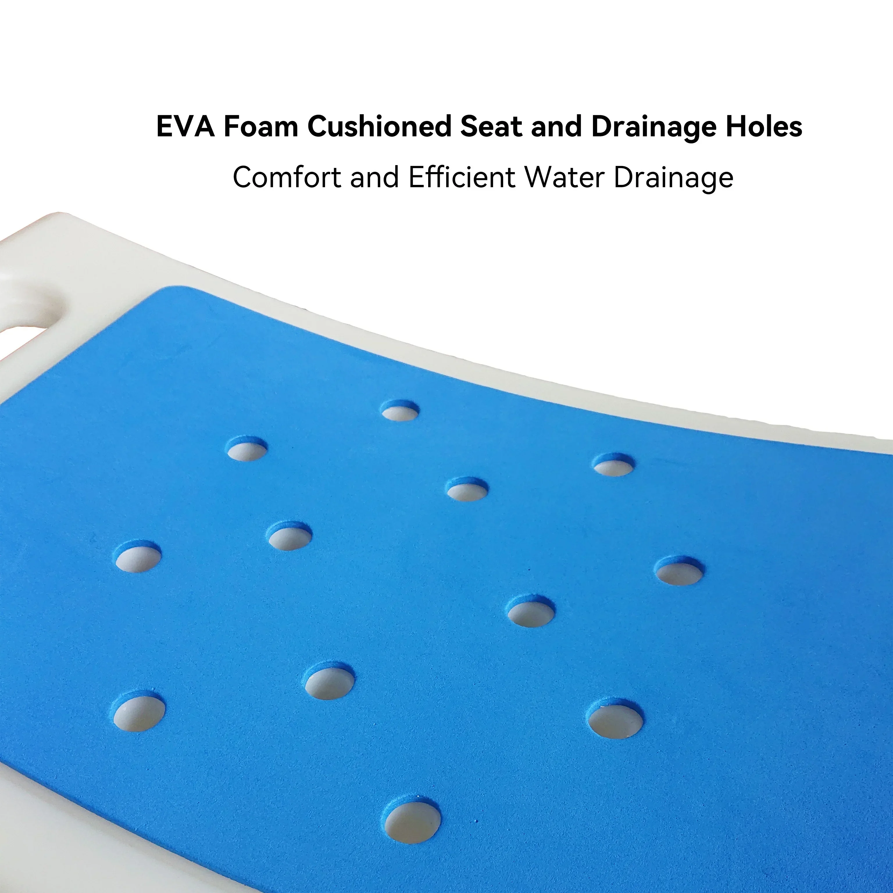 Adjustable Height Shower Chair,Non-Slip Foot Cushion and Drain Hole - Comfortable EVA Foam Seat Cushion for Elderly and Disabled