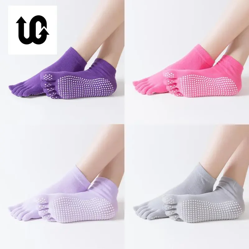 Women Sports Yoga Socks Anti-slip Five Fingers Silicone Non-slip 5 Toe Socks Ballet Gym Fitness Sports Cotton Socks