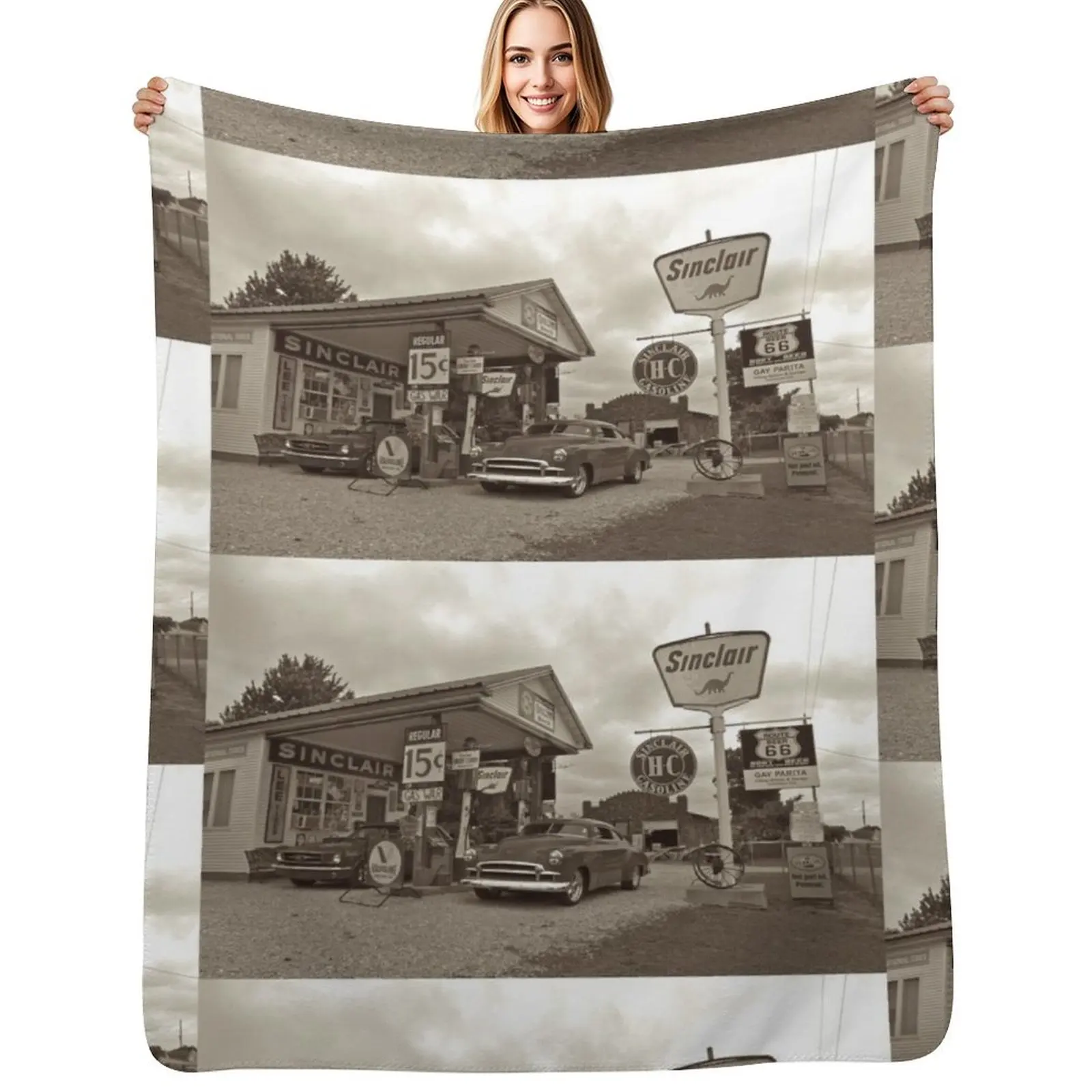 Old Gas Station Throw Blanket heavy to sleep Loose Vintage Polar Luxury Throw Sofa Blankets