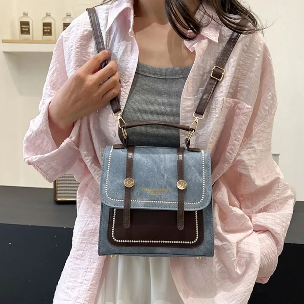 カジュアル韓国スタイル旅行バックパックレトロ多機能クロスボディバッグポータブル小さな正方形バッグ大学生