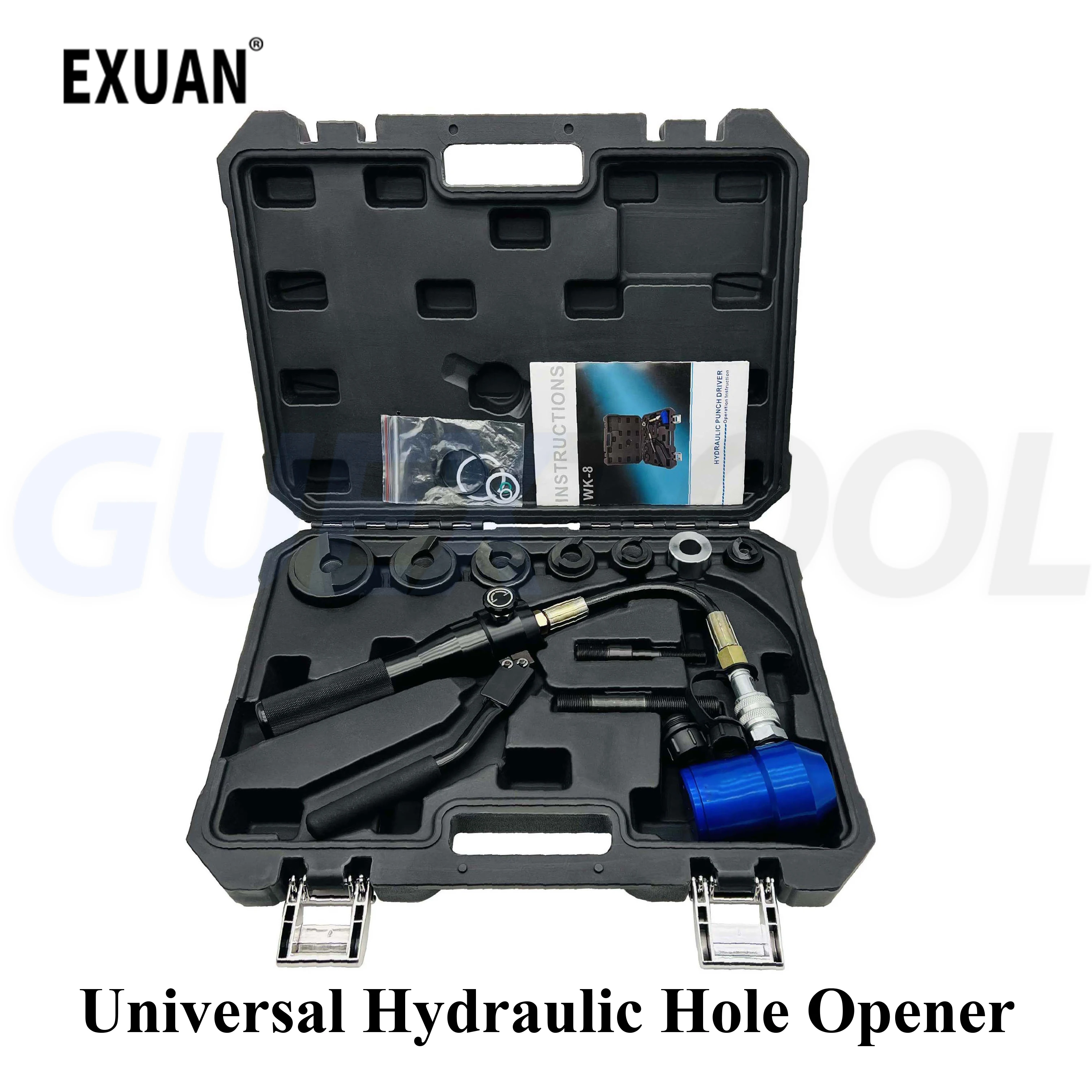 

WK-8 Universal Hydraulic Hole Opener 1/2-2“Stainless Steel Metal Plate Mild Steel Plate Hole Puncher 360° Rotate Punch Tool Kit