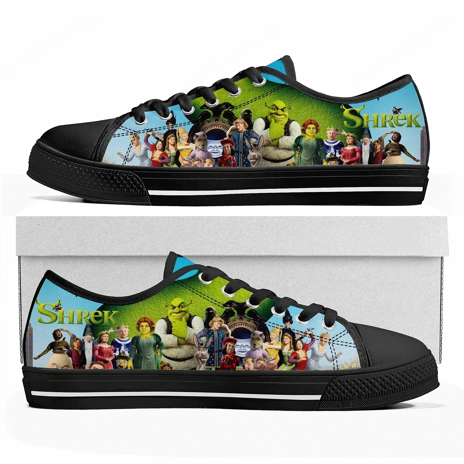 S-Shreks Low Top Sneakers Womens Mens Teenager High Quality Canvas Sneaker Casual Anime Cartoon Comics Manga Customize Shoes