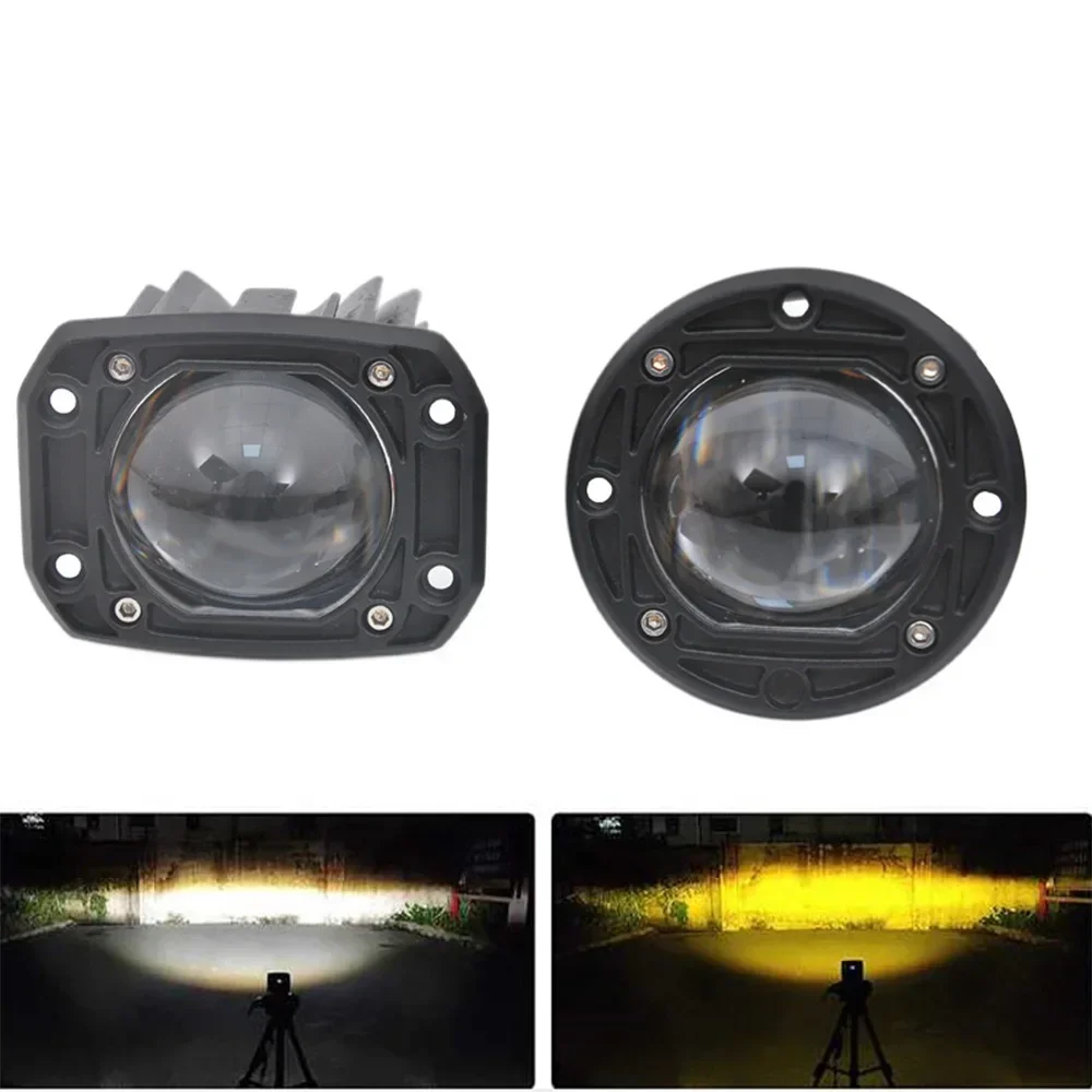 Car LED Medium Grid Paving Street Lamp Bi LED Fog Light Lens with Hi Low Beam Inlaid