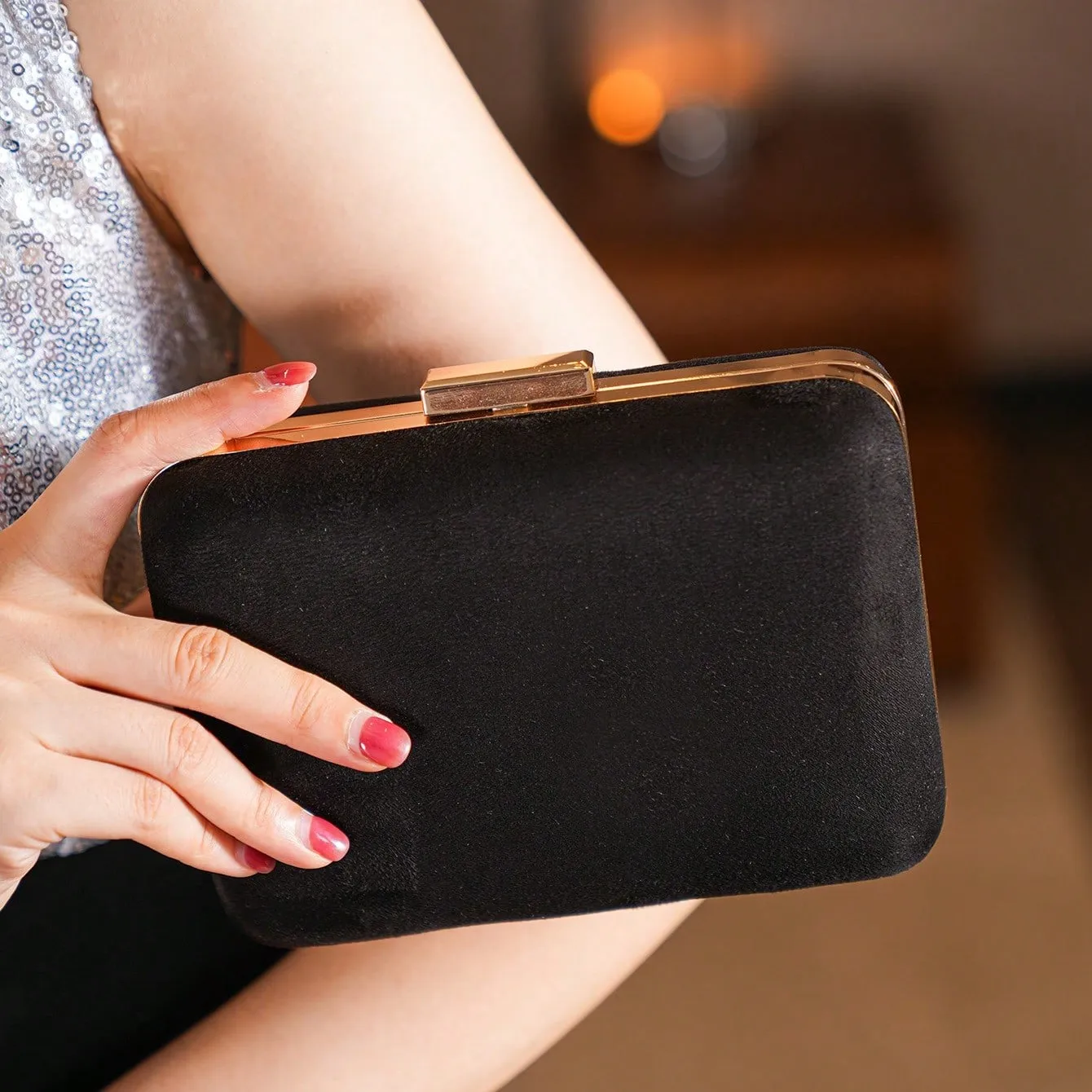 Mini pochette de soirée en velours Simple et élégante pour femmes, pochette formelle pour fête de mariage, bal de promo