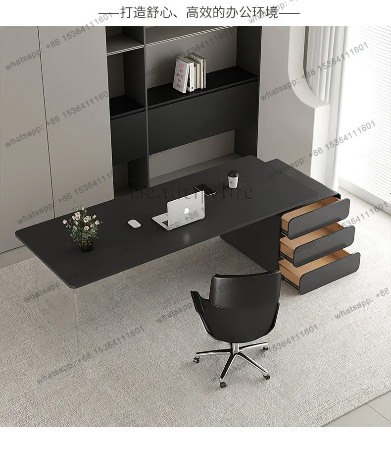 Light luxury designer rock slab desk minimalist acrylic suspension household writing desk computer desk