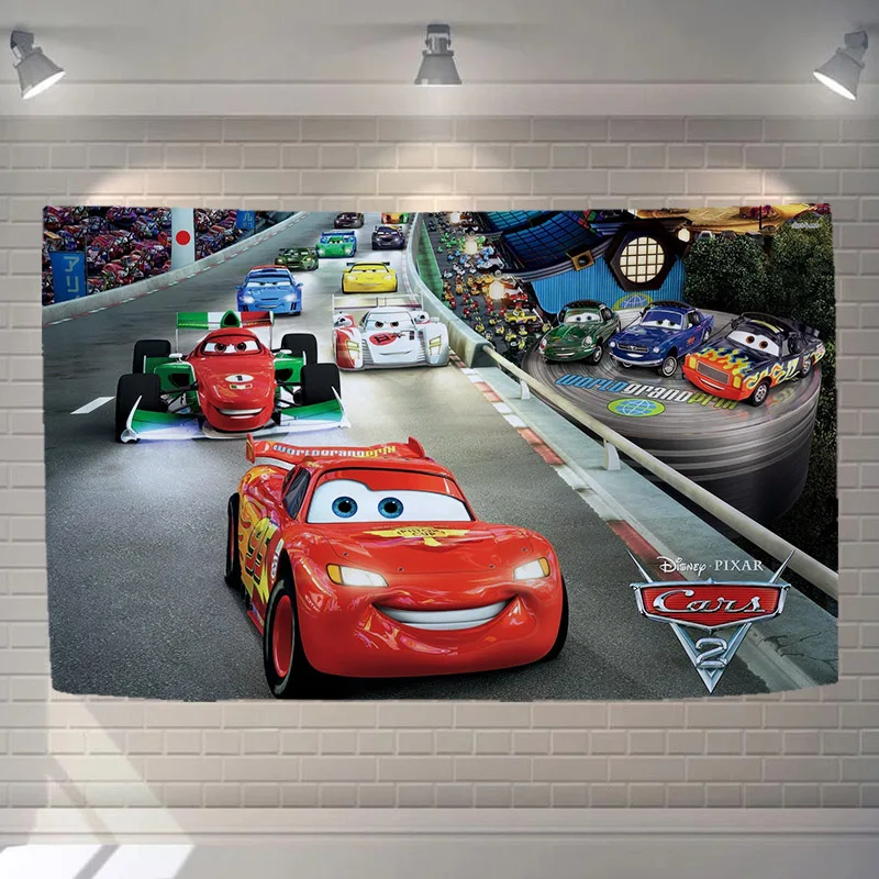 Cars Cartoon Lightning McQueen Background Tapestry Living Room Decoration Background Wall Hanging Cloth Bedroom Tapestry