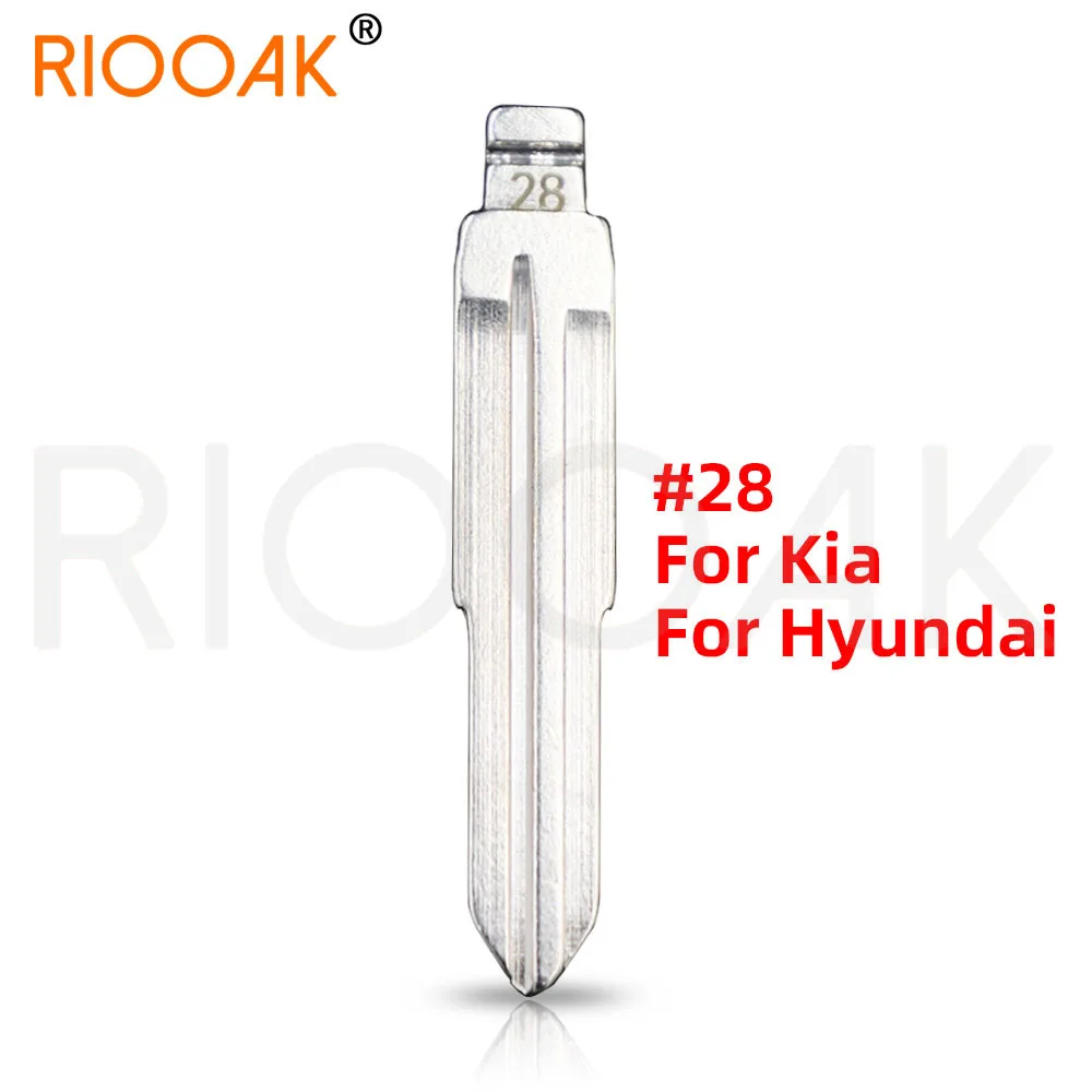 10Pcs #28 Uncut Flip Remote Key Blank Blade Compatible With KD VVDI For Hyundai Elantra Kia Accent Rio Refine