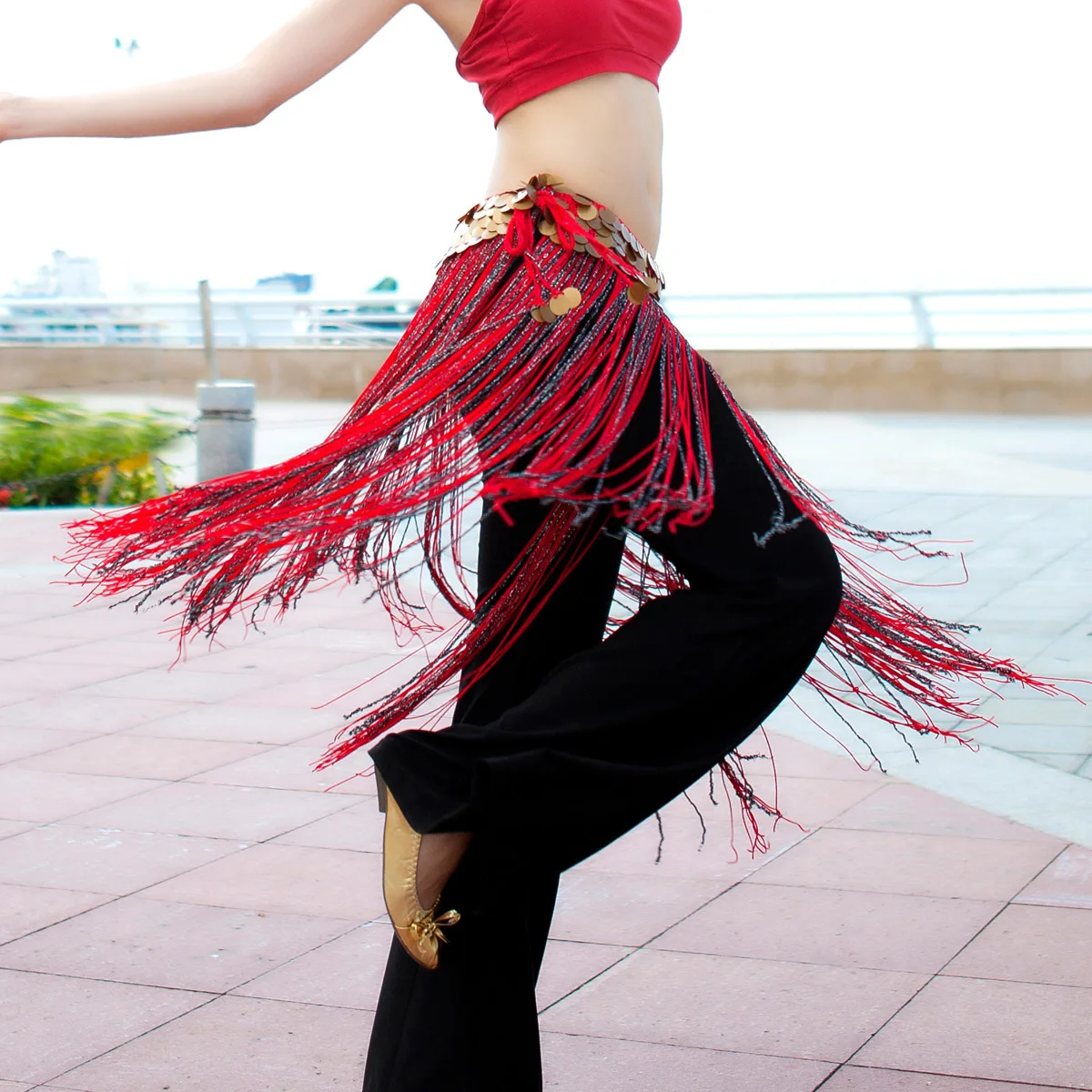 

American Tribal Style Waist Chain Belly Dance Long Tassel Hip Scarf Carnival Ballroom Dance Dresses Accessories