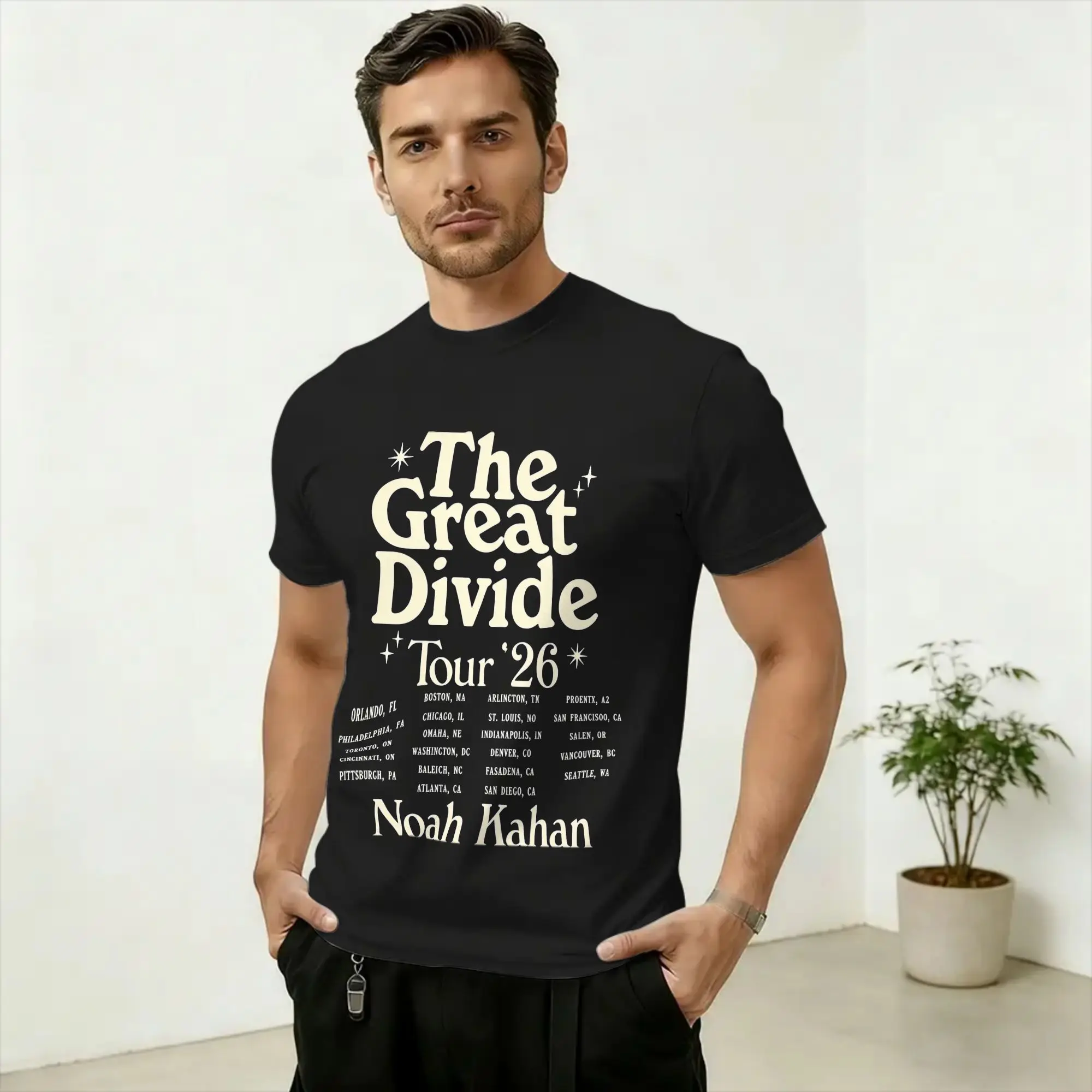 Noah The Great Divide Kahan Tour 2026 T Shirt Men's 100% Cotton Fashion for Male T-Shirts Crew Neck Tee Shirt Clothing Printed
