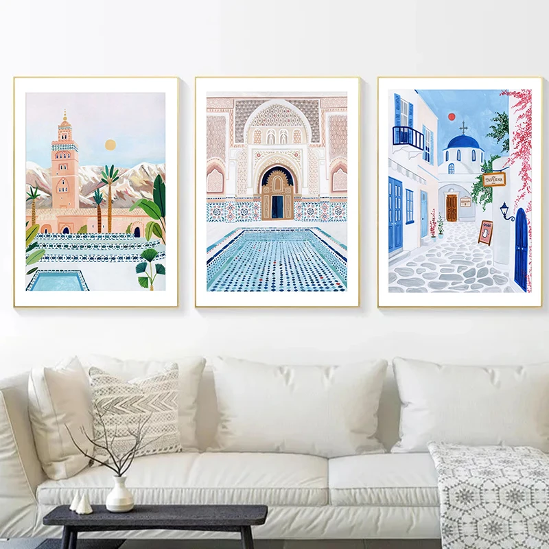 Venice Naples Procida Florence Amber Palace Jaipur Poster and Prints Canvas Printing Wall Art Picture for Living Room Home Decor