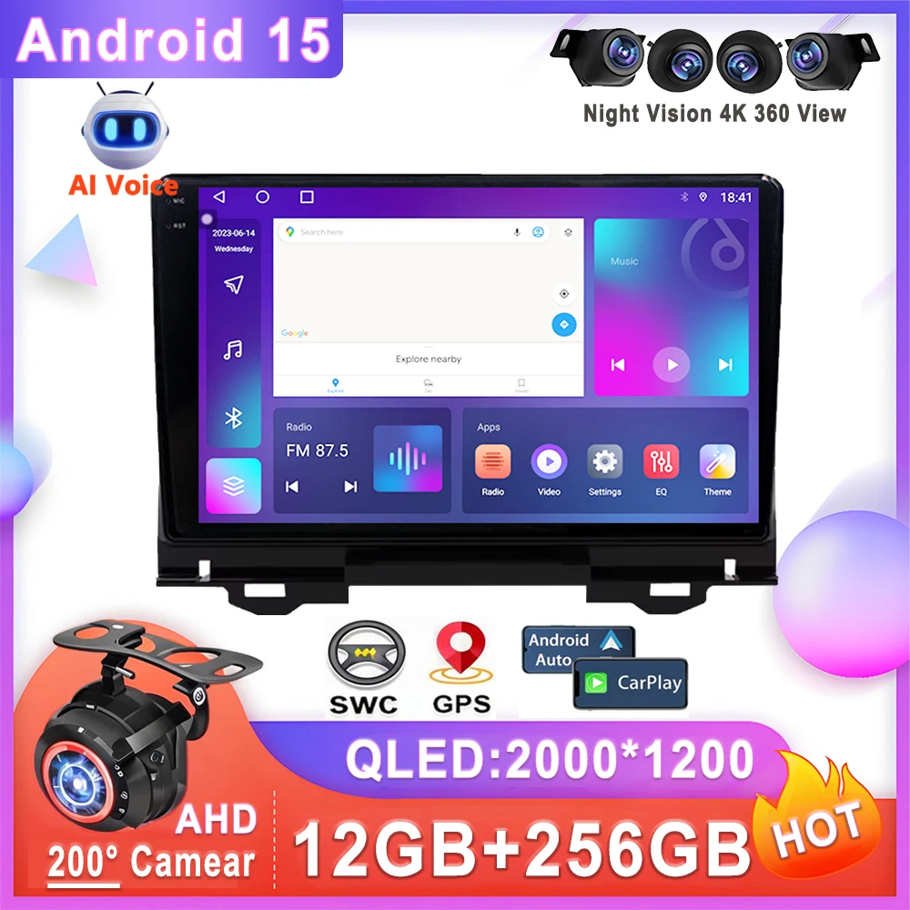 Car GPS Android 15 For Honda Vezel 2 HR-V RV RZ 2021 2022 2023 2024 Stereo Multimedia Player Navigation Auto Radio Head Unit DVD