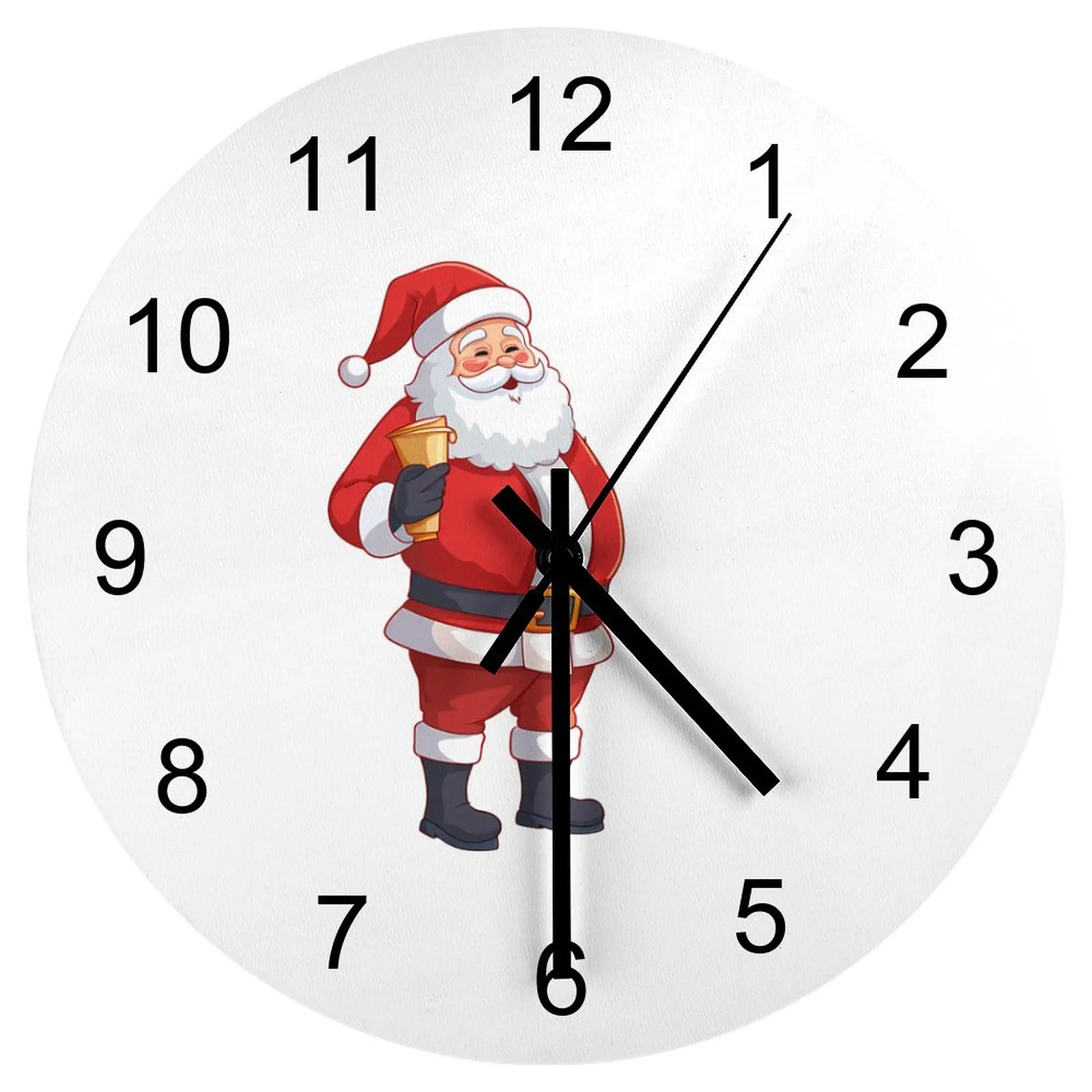 Workshop Wall Clock Santa Claus Clocks 12 inch Mute Wood Round Patterned Durable Sporty