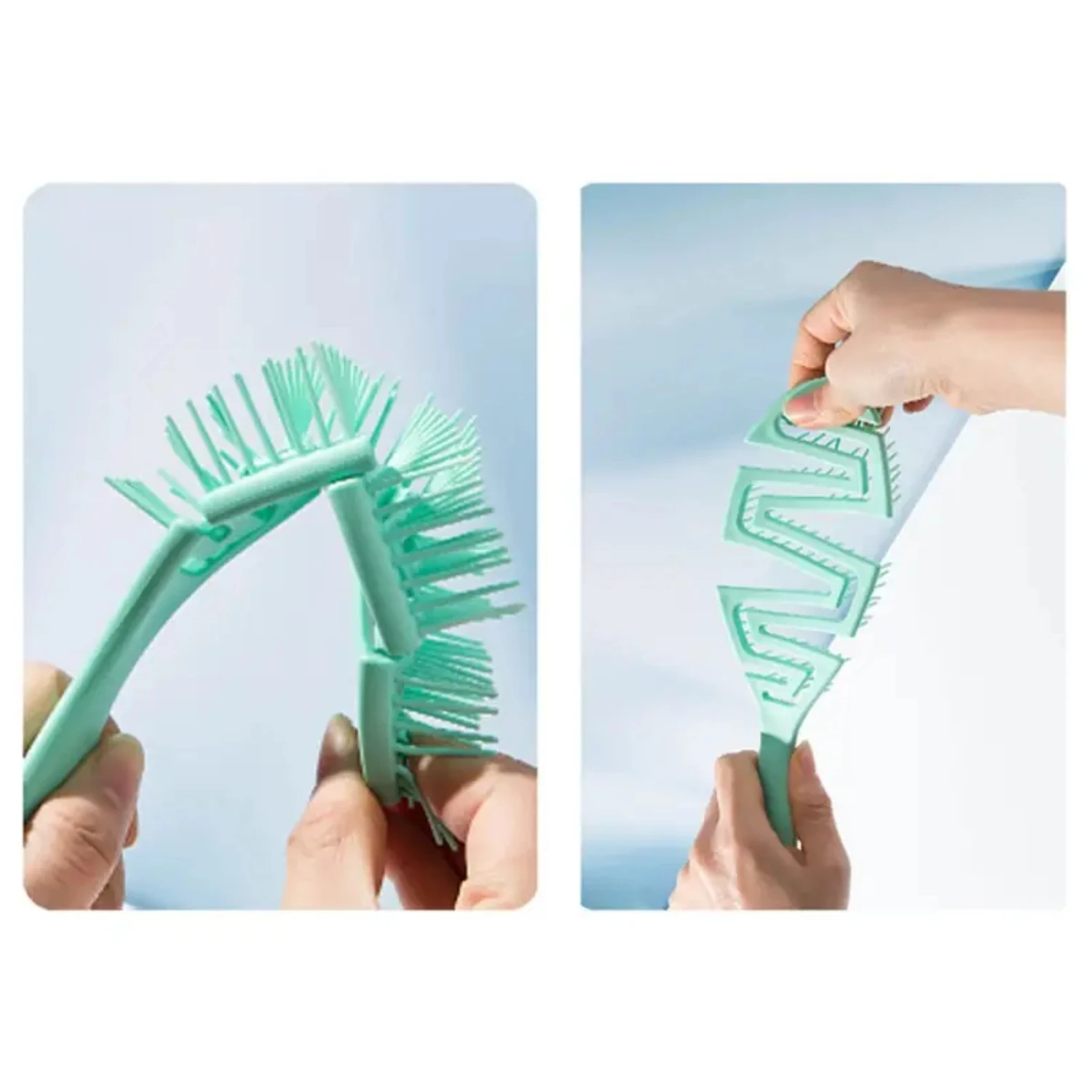 

Fluffy Curved Massage Comb with Ribs for Curling and Styling, Professional Hair Care Tool to Add Volume and Texture