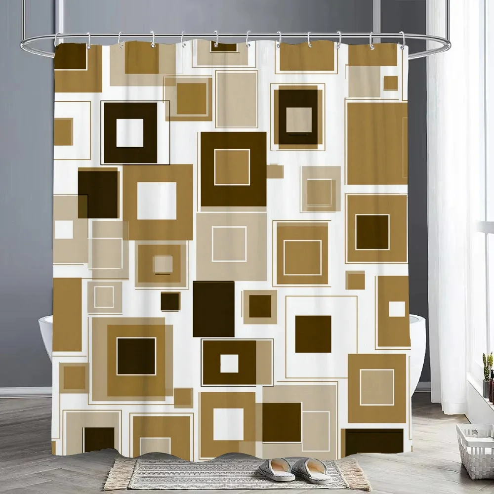 Geometric Modern Minimalist line Art Shower Curtain，Printed Fabric Bathroom decorative Shower Curtain,   home Curtain with Hook