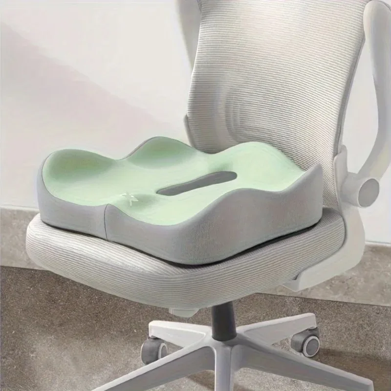 1 Stück ergonomisches Sitzkissen mit 3D-Memory-Schaum-Unterstützung, rutschfester Basis, für Bürostuhl, Auto, Rollstuhl, ganztägiger Komfort
