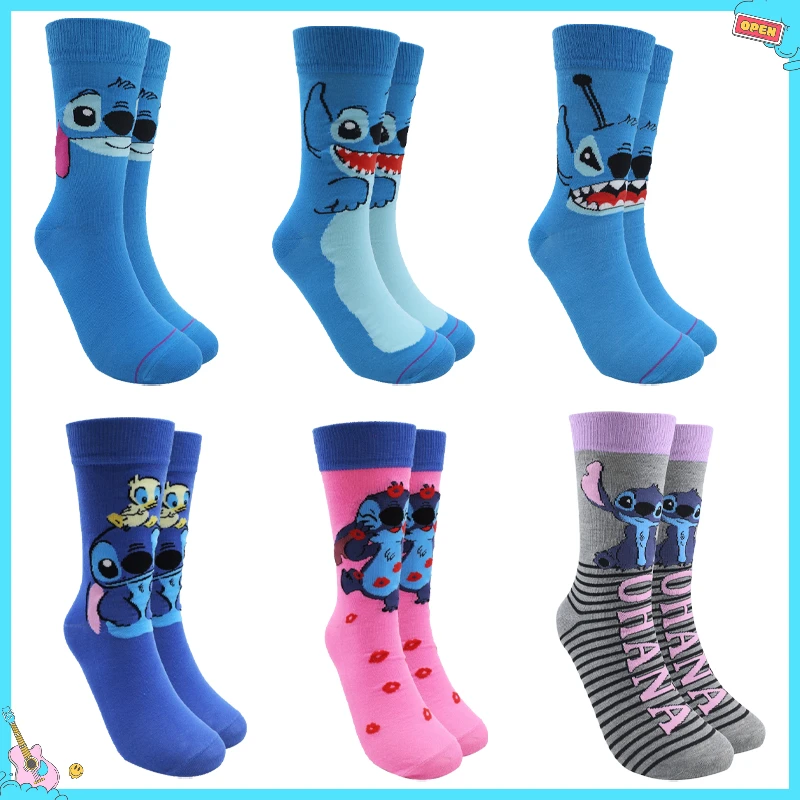 

Носки Disney Stitch, модные мужские и женские носки средней длины с принтом, студенческие спортивные носки с героями мультфильмов, повседневные удобные дышащие носки