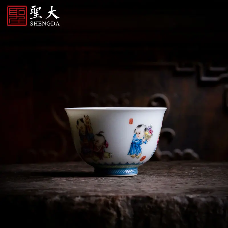 

|Shengda ceramic Kung Fu tea cup tea cup pure hand-painted pastel Wuzi xianrui Master Cup Jingdezhen handmade tea set