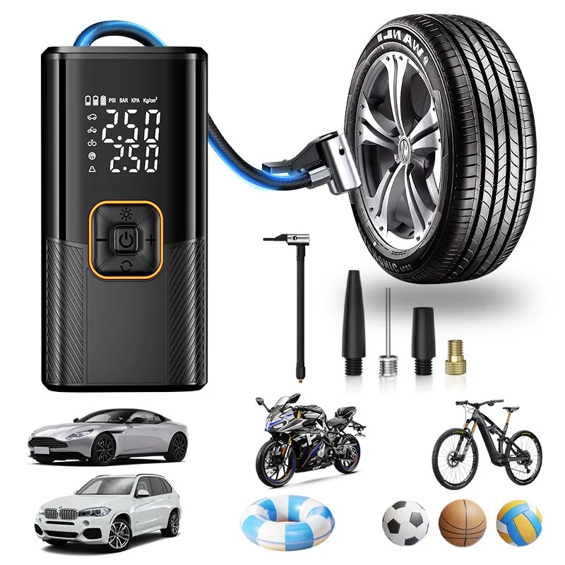 

Air Pump Cordless Electric 150 PSI Portable Tire Inflator 7.4V 7A 30L/min with Pressure Gauge for Car Motorcycle Bicycle Balls