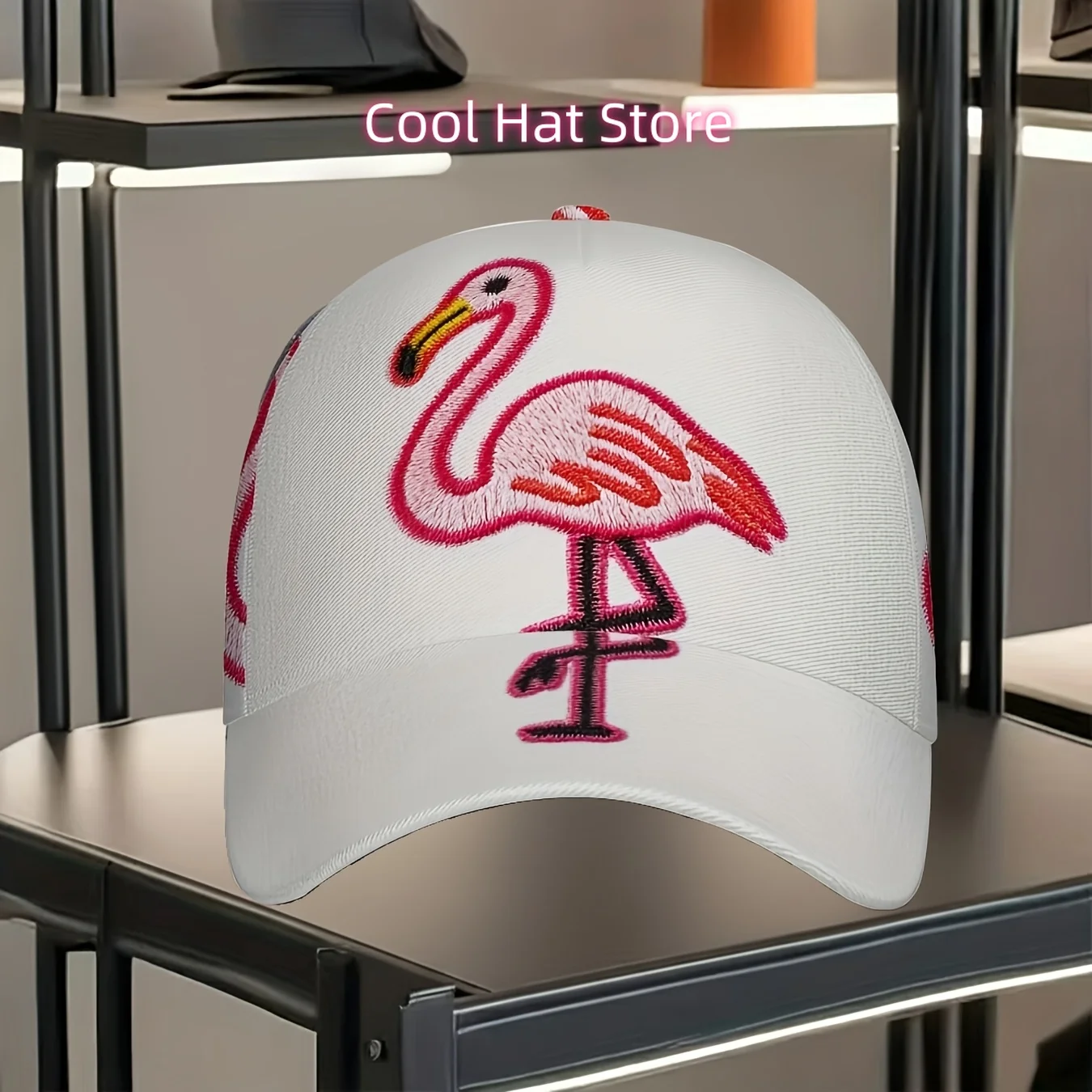 Boné de beisebol com estampa de flamingo rosa para mulheres e homens - Chapéu snapback ajustável com padrões de flamingo em toda a estampa, leve para uso ao ar livre