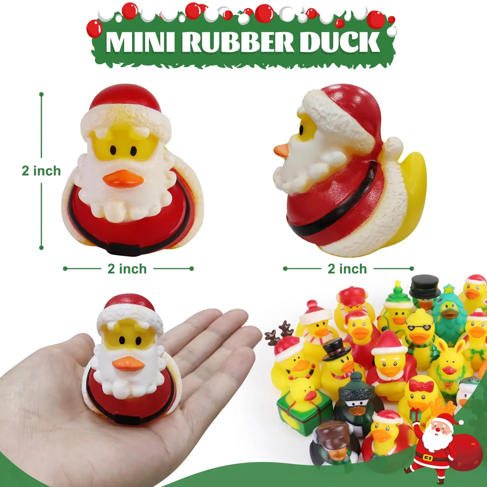 50/100PC Christmas Rubber Ducks, Accessories Jeep Duckies Toys for Kids Christmas Party Favors,Gift Exchange Christmas