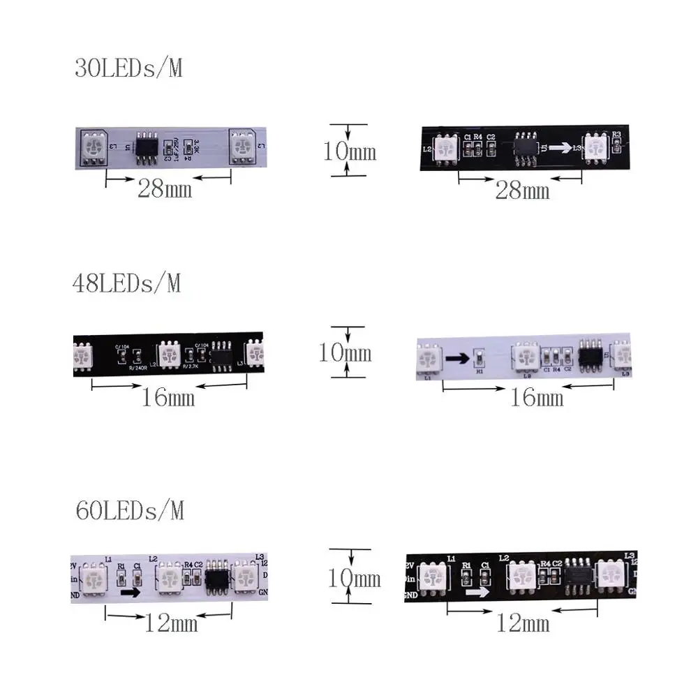 Imagem -02 - Led Pixel Bande Lumière Rgb Couleur 5050 Levou Bande Ruban Numérique Flexível Endereçável Levou Bande ic Contrôle Dc12v m Ws2811