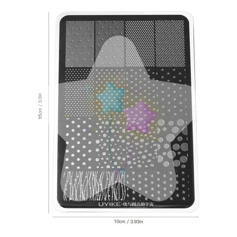 Portable Nail Stamping Plate Polka Dot Stripe Pattern Reusable Manicure Stamp Template for Travel Home Nail Art DIY