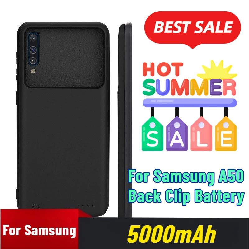 

5000mAh for Samsung A50 Back Clip Battery Wireless Charger Phone Case Mobile Power Bank Magnetic Separation Model