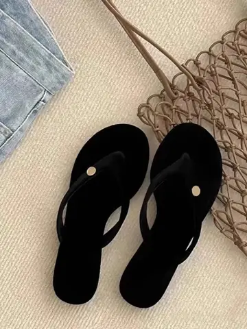 샤넬 스타일 샤넬풍 슬리퍼 샤넬 스타일 슬리퍼 벨벳 벨벳 플랫 플랫 발목 끈 발목 끈 휴가 휴가 슬리퍼 샌들 슬리퍼
