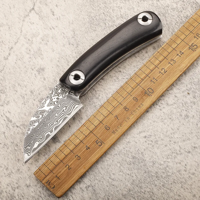 

Sandalwood Damascus Steel Outdoor Portable Defensive Hunting and Rescue Folding EDC Tool Portable Knife