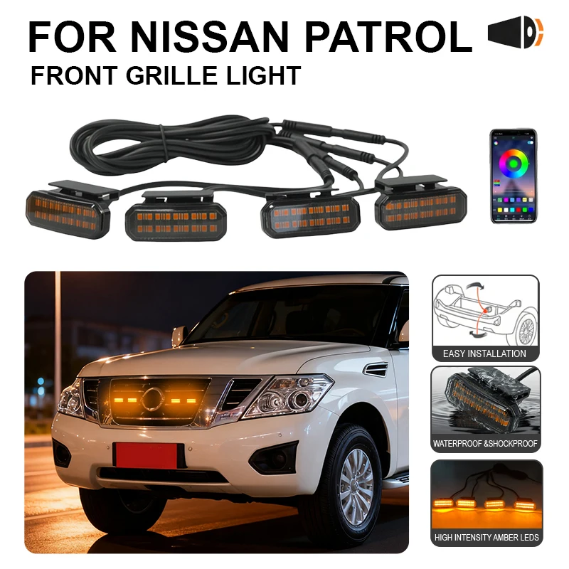 

FOR Nissan Patrol Car center grid small yellow light single color color snap LED high brightness waterproof models