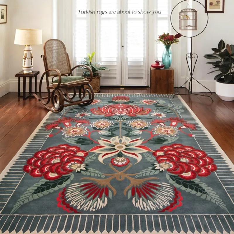 

American Retro Living Room Decoration Rug Home Cloakroom Plush Carpet European Style Rugs for Bedroom Large Area Washable Mat