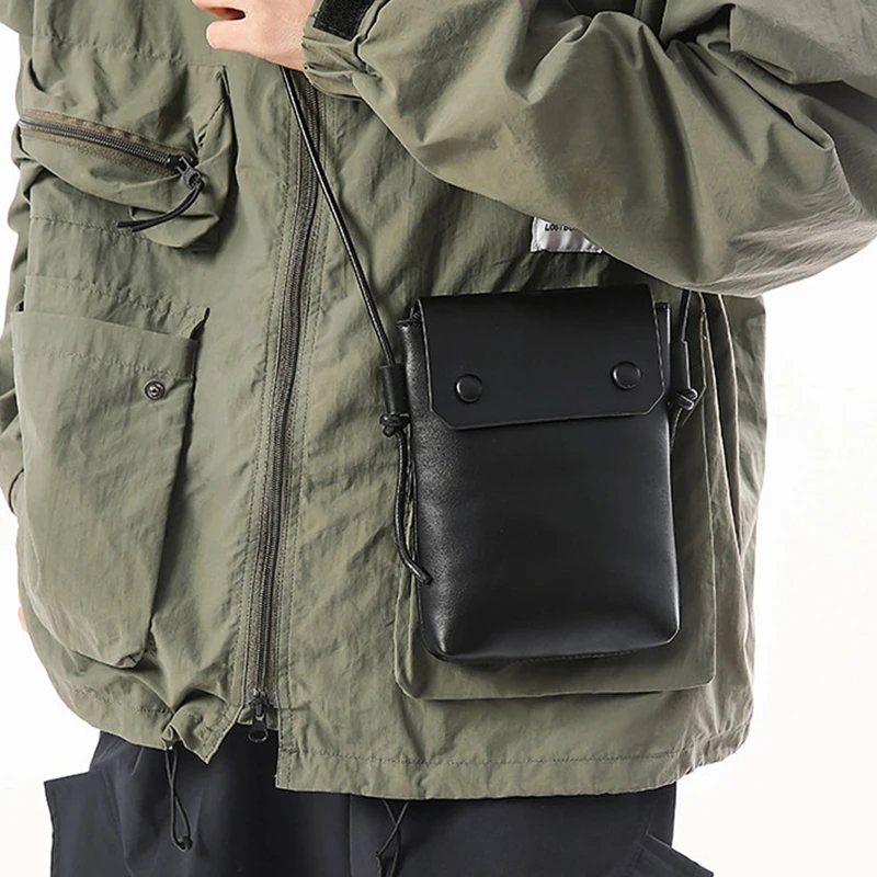 Splicing Crossboy Bags for Men & Women 2026 Summer PU Leather Rectangle Shoulder Bag Flap Magnetic Button Commuter Black Bag
