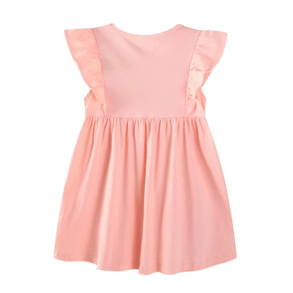 VIKITA 2025 New Baby Girls Casual Summer Dress Children Giraffe Floral Embroidered Cartoon Dress Vestidos Kids Cotton Clothes