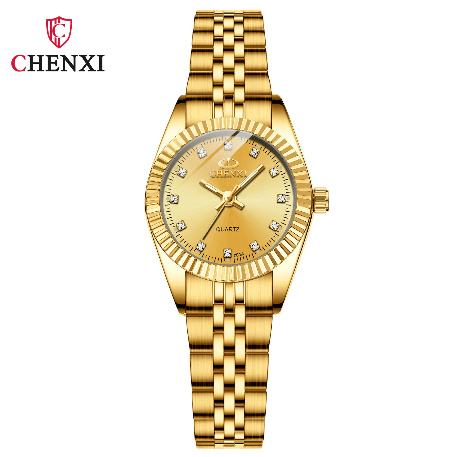 Reloj de cuarzo con esfera grande para hombre y mujer, cronógrafo de negocios resistente al agua con diamantes de agua, pulsera de acero, regalo