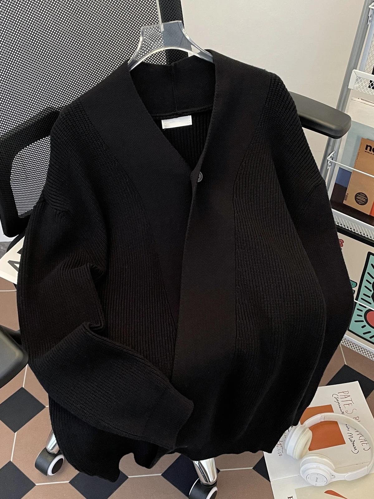 

Мужской повседневный утепленный вязаный кардиган на пуговицах, свободный крой, молодежный дизайн, зимняя верхняя одежда, V-образный вырез, длинный рукав