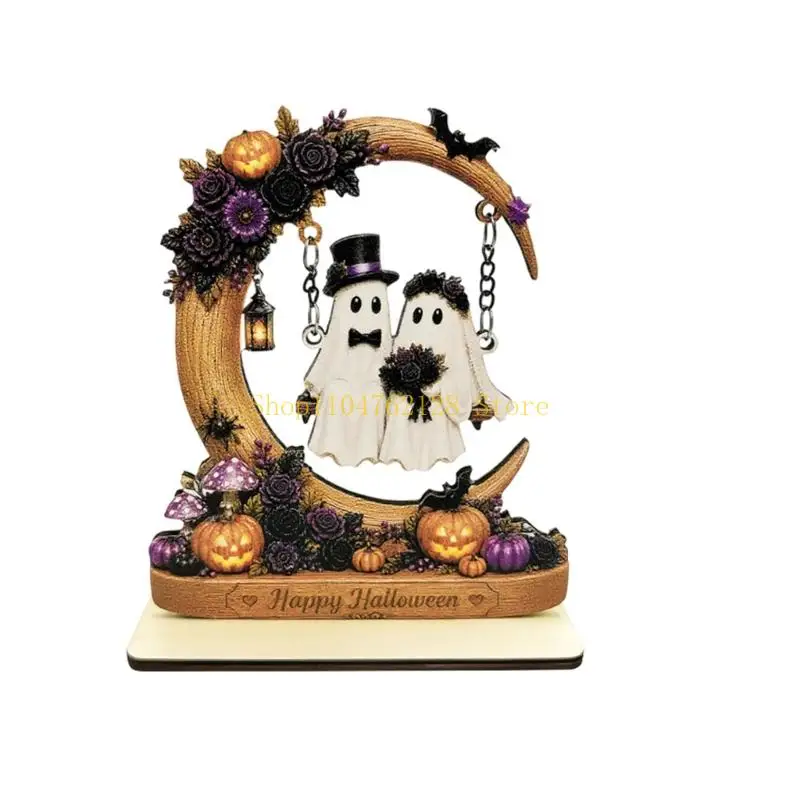 Halloween Shelf Accent with Hanging Swing Detail for Entryway Use best sale