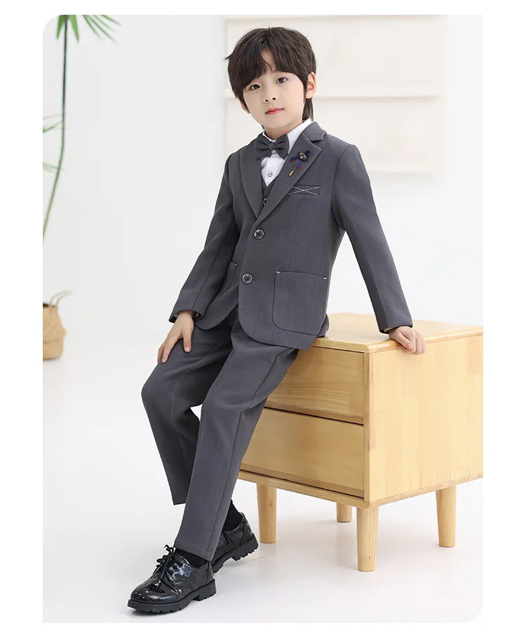 Anzug-Set für Jungen, Kinder-Blazer-Outfit, Blumenjungen-Hochzeitsanzug, Kostüm für Klavierauftritte bei Geburtstagsfeiern und formellen Anlässen – Detail 7