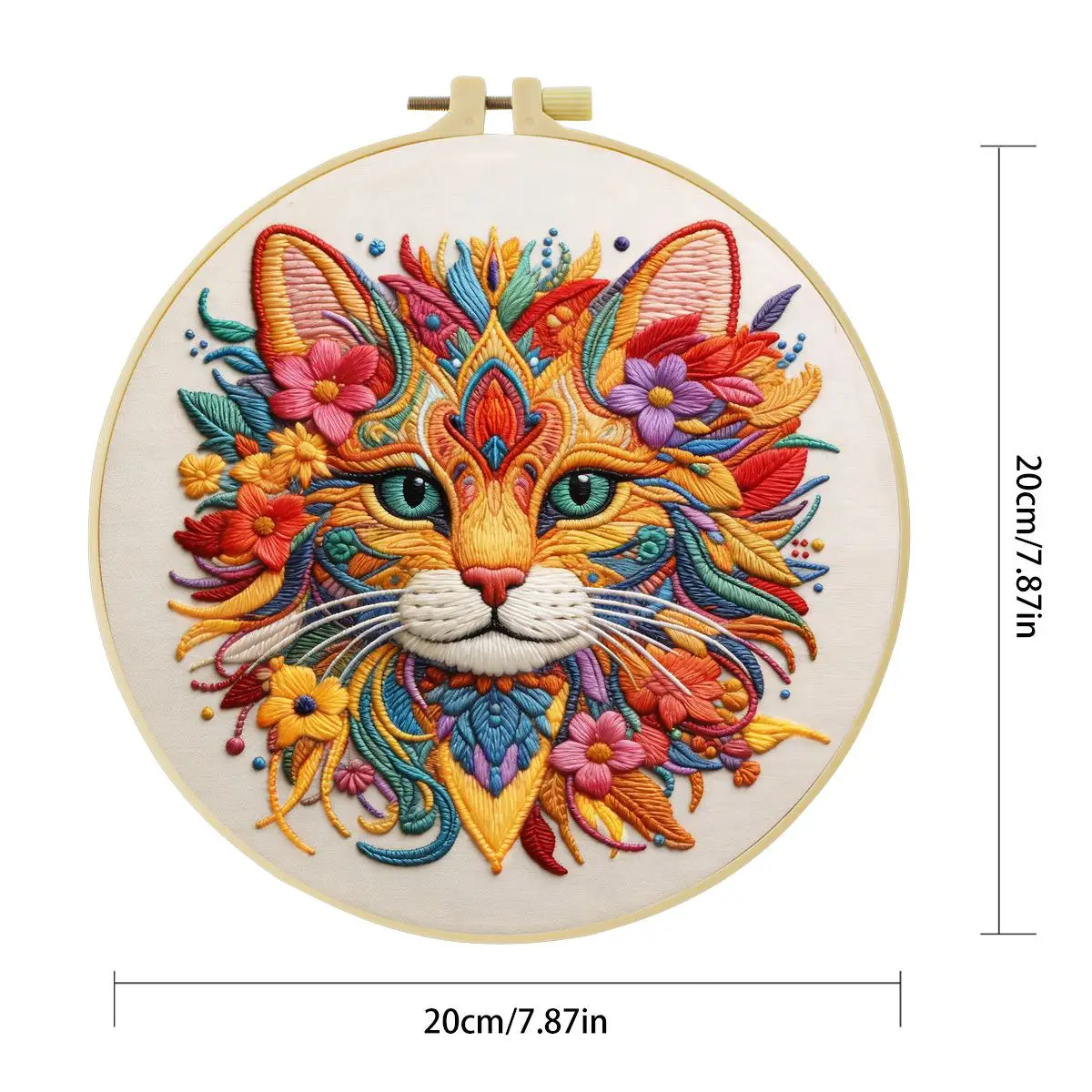 1 Stück 20X20CM/15X15CM 7,87/6,3 Zoll Tier - Katze Stickerei Starter-Kit DIY-Kit DIY-Stickerei-Set Handarbeiten Nähkunst – Detail 3