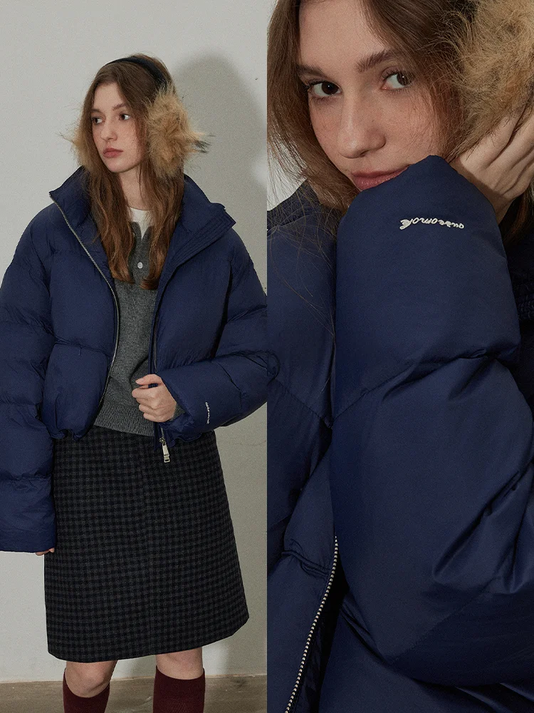 

Женская укороченная утепленная куртка Lofi Choose с воротником-стойкой и вышивкой, зимняя, высококачественная, теплая верхняя одежда из утиного пуха