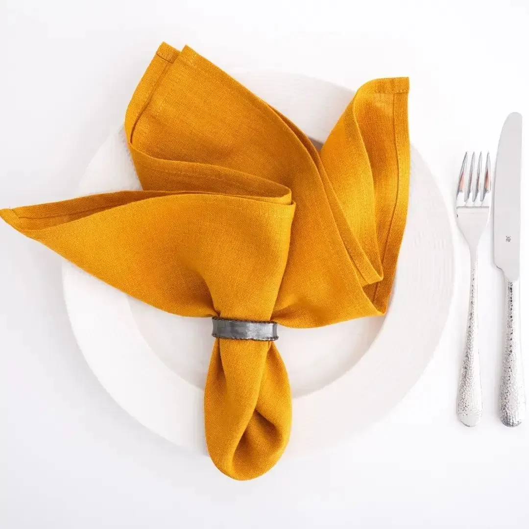 

10PCS 100% Pure Linen Cloth Napkins 40x40cm Handcrafted with Flax Soft for Hotel Wedding Dinner Christmas Parties Decorations