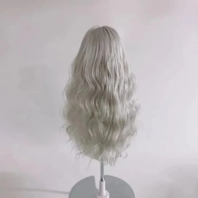 Moda boneca peruca para 1/3 1/4 1/6 bjd boneca preto/cinza/branco franja encaracolado peruca longa menina brinquedos diy vestir-se brinquedo