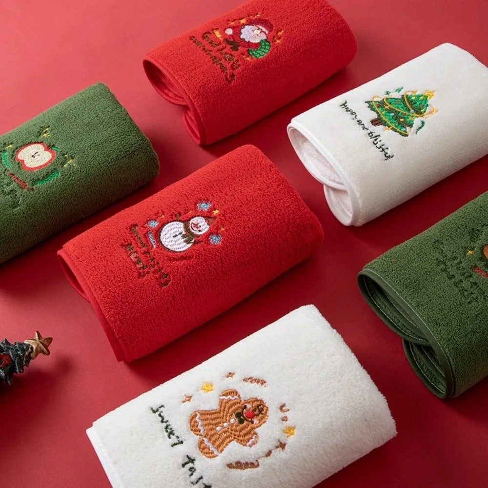Christmas Theme Washing Towel Coral Fleece 35x75cm Party Favor Towel Soft Thicken Red Green Cotton Washing Towel Holiday Present