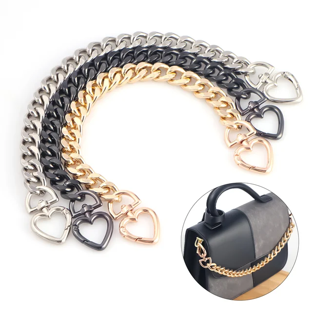 1 szt. Metalowy łańcuszek do torebki przedłużacz paska w kształcie serca łańcuszek do torebki na akcesoria Charms, wydłuż pasek do torebki na ramię typu crossbody