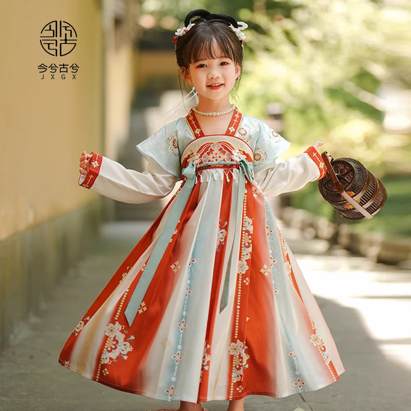 

Hanfu girls 2024 new autumn children's dress Tang Dynasty princess baby skirt red Mid-Autumn Festival Tang suit