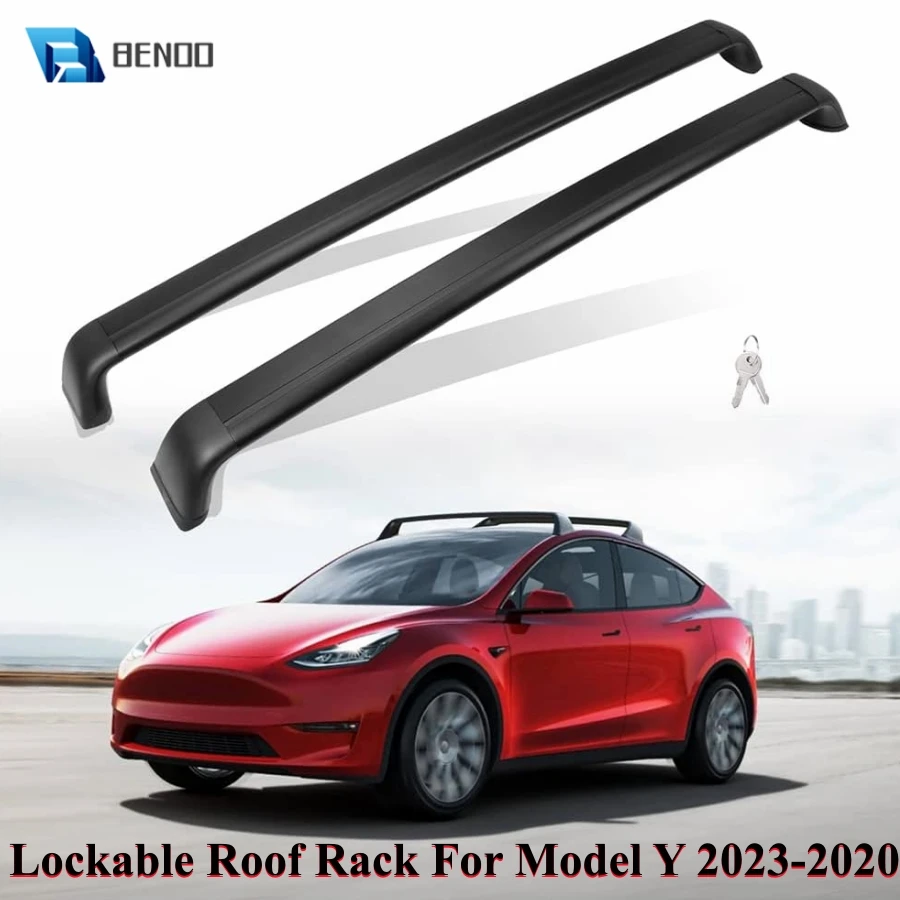 Lockable Roof Rack Fits for Tesla Model Y 2024 2023 2022 Roof Rack Accessories Antitheft Cross Bars for Model Y Luggage Carrier