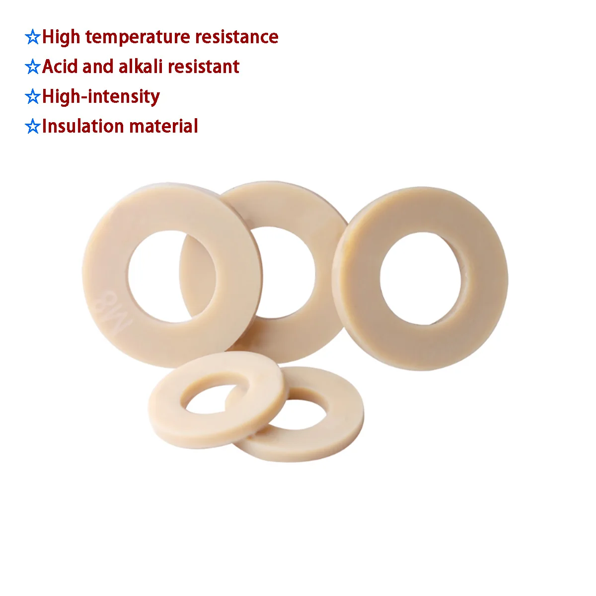 PEEK Plastic Flat Washers - High-Strength Insulation Nylon Gaskets Acid & Alkali Resistant Heat Resistant M2-M16