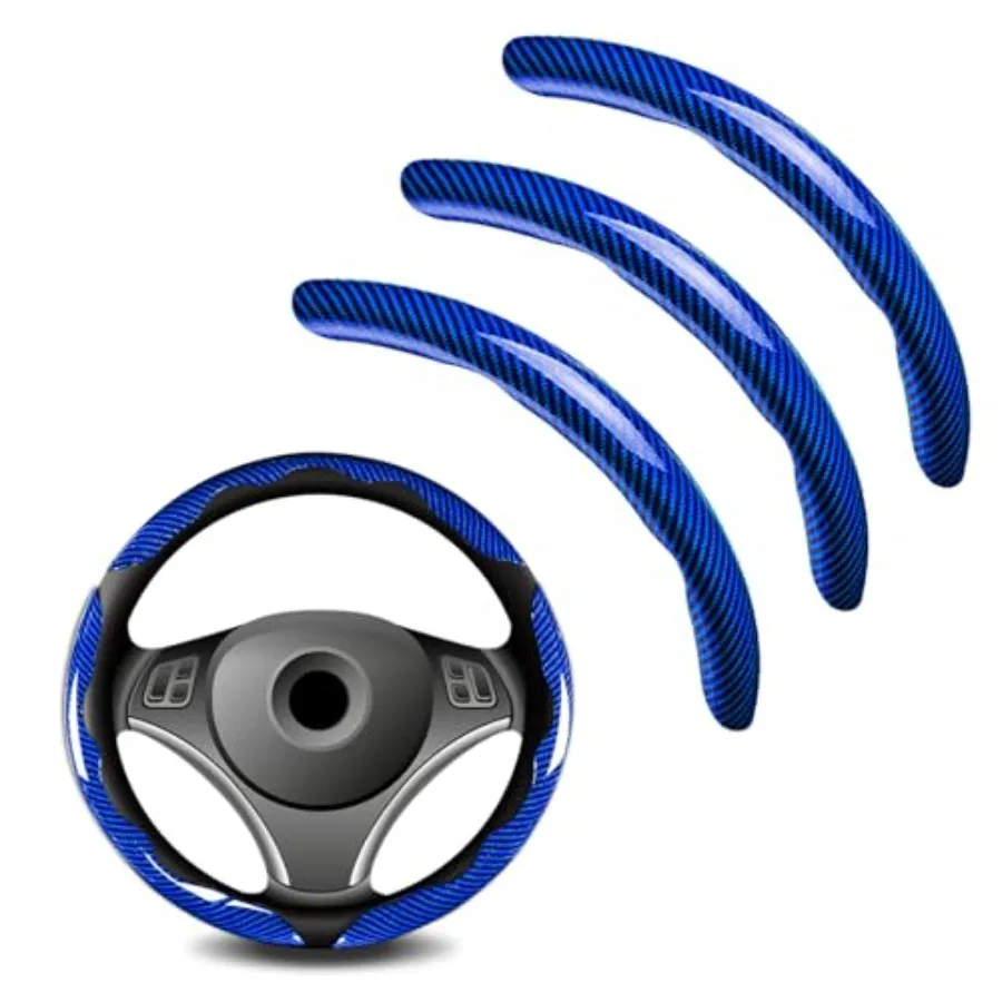 

3pcs Universal Carbon Fiber Steering Wheel Cover - Anti-Slip and Segmented Design Universal 99% Durable Steering Wheel Protecto