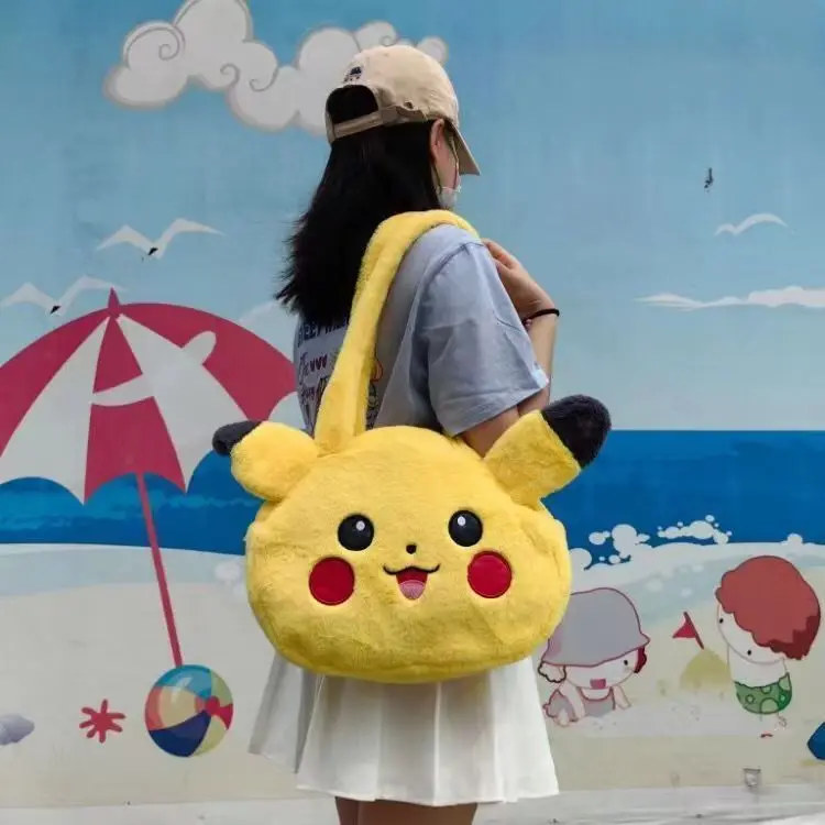 

Pokémon cartoon single-shoulder plush bag, toy bag, large-capacity crossbody bag, storage bag, cute and fun tutoring bag