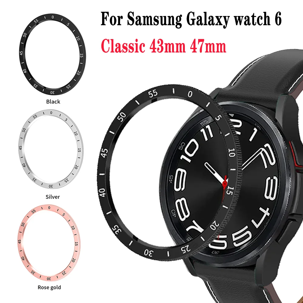 For Samsung Galaxy watch 6 Classic 47mm 43mm Time scale watch ring Smartwatch Accessories Cover Sport Adhesive Case Bumper Ring