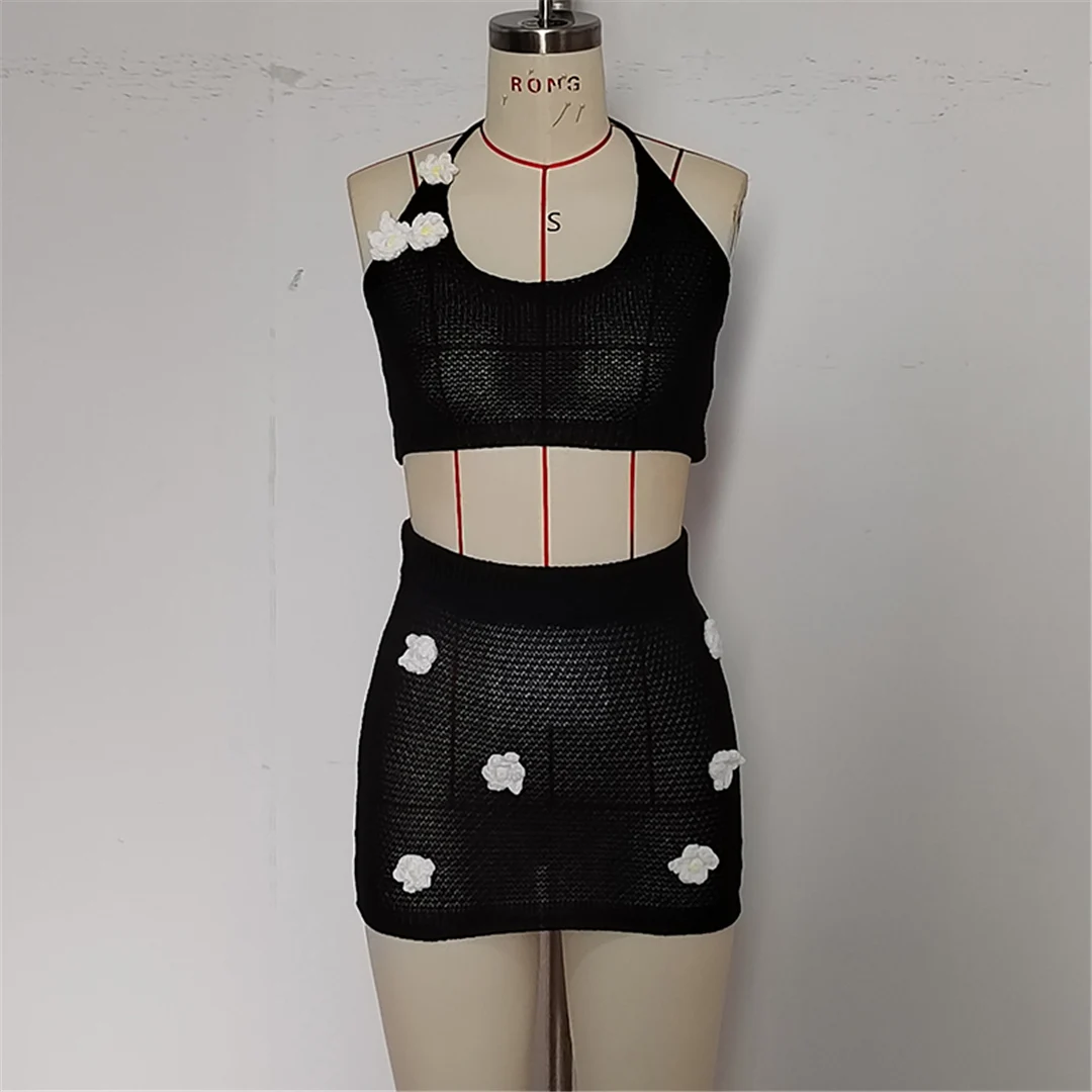 3D-Blumen-Neckholder-Häkelkleid, 2-teiliger Anzug, Strandkleid, Strandmode, Strandbekleidung, Strand-Cover-up, Damen, V6523 – Detail 16